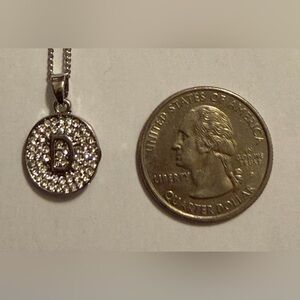 Initial 'D' Crystal Pendant Necklace - Silver Tone